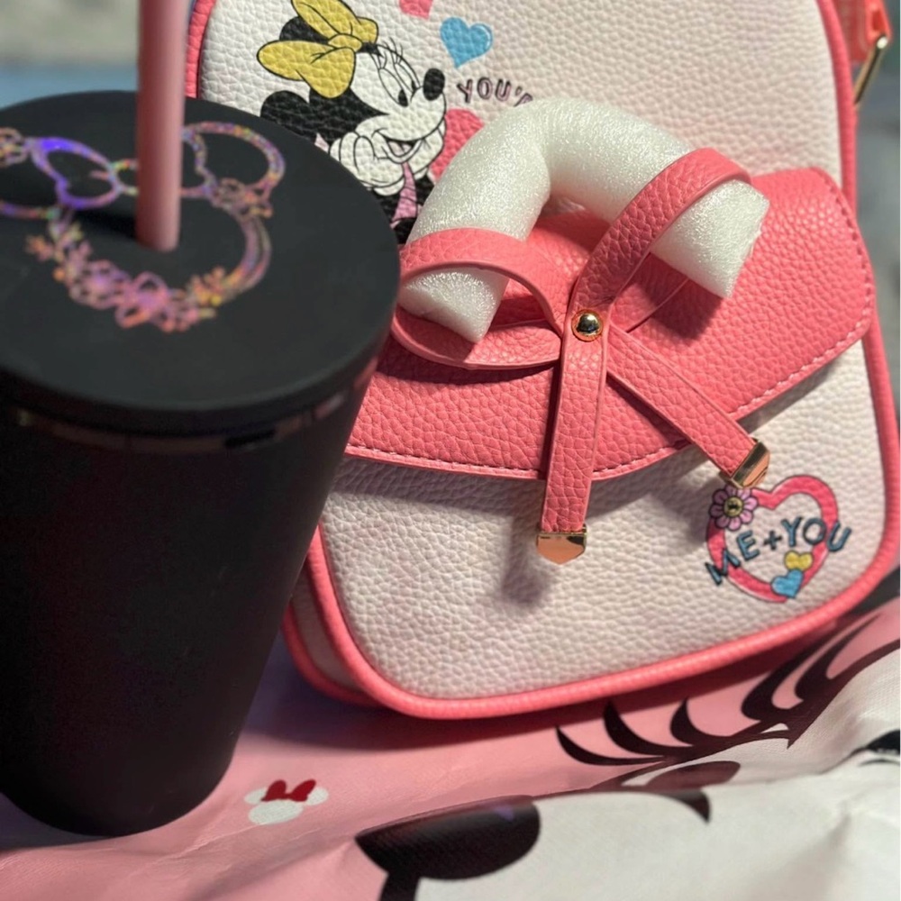 Kids Pink and White Backpack with Cartoon Design